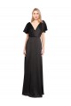 Boutique Noir Trapèze Col V Satiné Stretch Longue Formelles Robes demoiselle d'honneur / Robes de soirée / Robes de bal