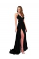 Boutique Noir Trapèze Col V Spandex Longue Formelles Robes demoiselle d'honneur / Robes de soirée / Robes de bal