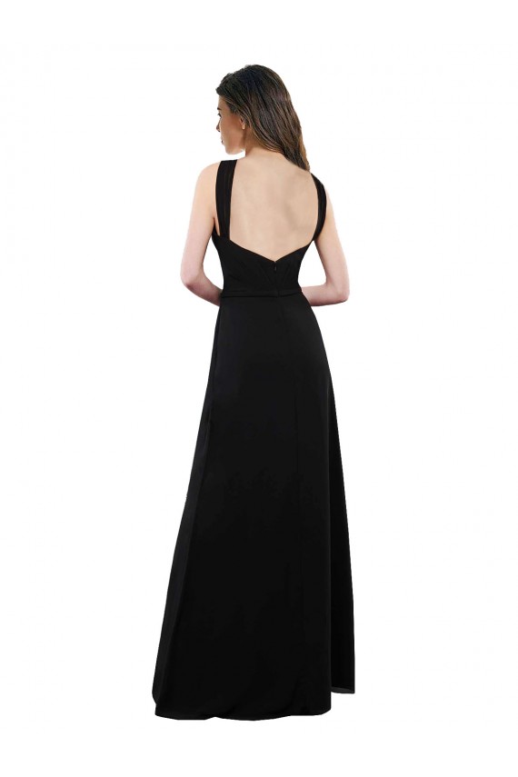 Boutique Noir Trapèze Licou Mousseline Longue Robes demoiselle d'honneur