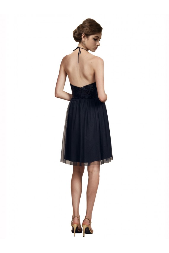 Boutique Noir Trapèze Licou Tulle Courte Robes demoiselle d'honneur