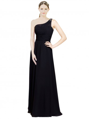 Boutique Noir Trapèze Mousseline Longue Robes demoiselle d'honneur