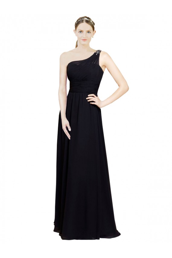 Boutique Noir Trapèze Mousseline Longue Robes demoiselle d'honneur