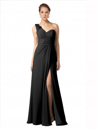 Boutique Noir Trapèze Mousseline Longue Robes demoiselle d'honneur