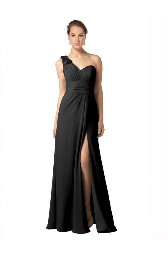 Boutique Noir Trapèze Mousseline Longue Robes demoiselle d'honneur
