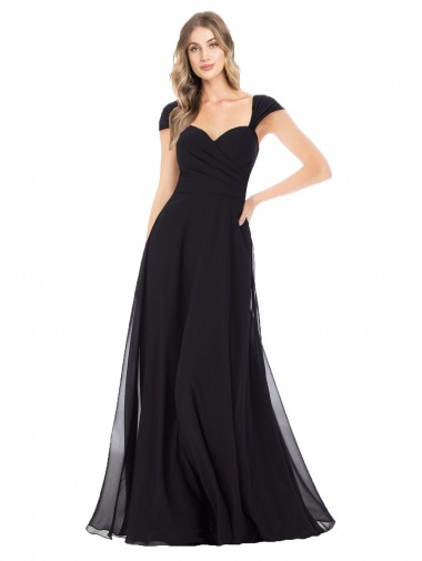 Boutique Noir Trapèze Mousseline Longue Robes demoiselle d'honneur