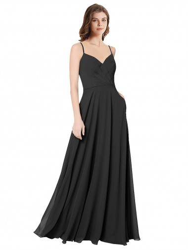Boutique Noir Trapèze Mousseline Longue Robes demoiselle d'honneur