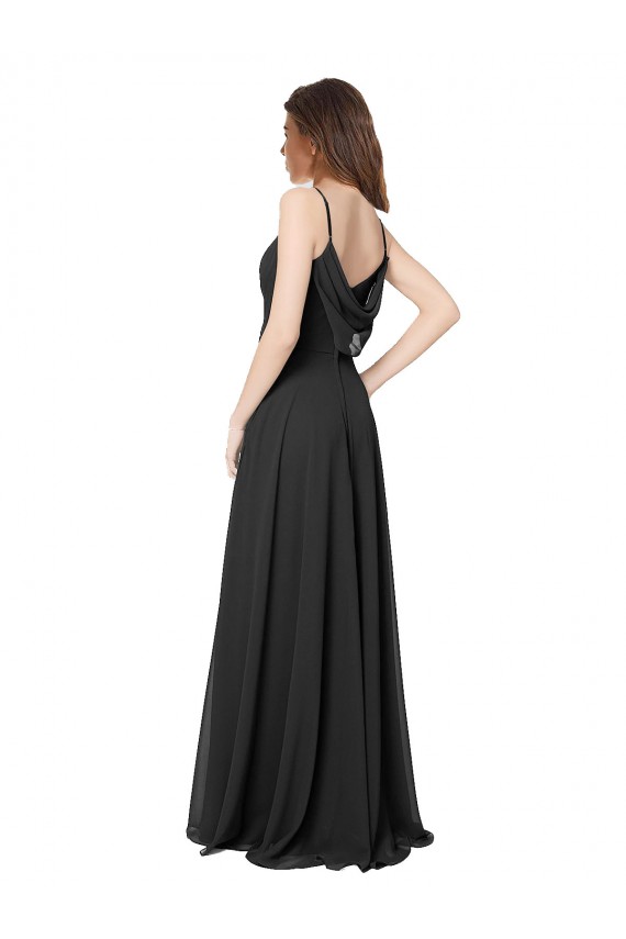 Boutique Noir Trapèze Mousseline Longue Robes demoiselle d'honneur