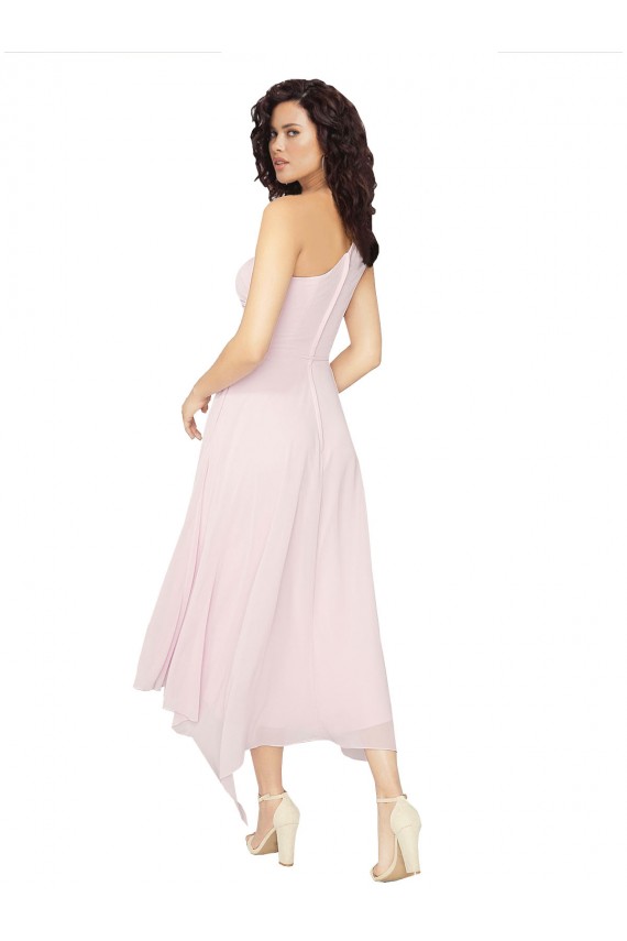 Boutique Noir Trapèze Sans bretelle midi Mousseline Courte Asymétrique Robes demoiselle d'honneur / Robes de cocktail