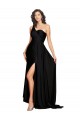 Boutique Noir Trapèze Satiné Soyeux Longue Formelles Robes demoiselle d'honneur / Robes de soirée / Robes de bal