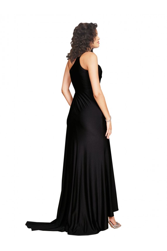 Boutique Noir Trapèze Satiné Soyeux Longue Formelles Robes demoiselle d'honneur / Robes de soirée / Robes de bal