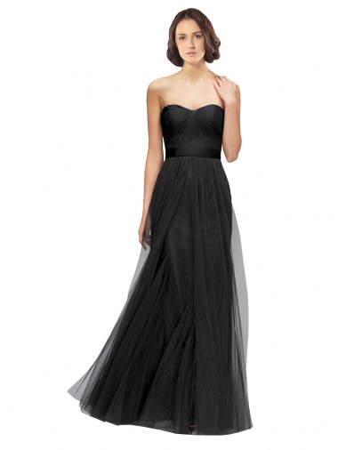 Boutique Noir Trapèze Tulle Longue Robes demoiselle d'honneur