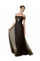 Boutique Noir Trapèze Épaule Dénudée Tulle Paillette Longue Robes demoiselle d'honneur