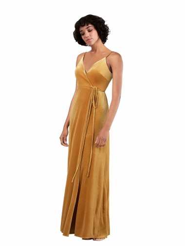 Boutique Or Colonne Col V Velours Stretch Longue Formelles Robes demoiselle d'honneur / Robes de soirée / Robes de bal