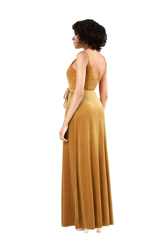 Boutique Or Colonne Col V Velours Stretch Longue Formelles Robes demoiselle d'honneur / Robes de soirée / Robes de bal