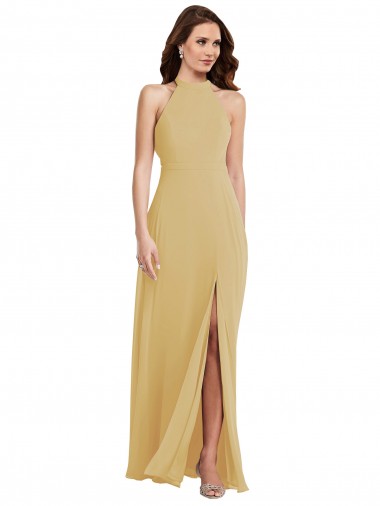 Boutique Or Trapèze Licou Mousseline Longue Robes demoiselle d'honneur