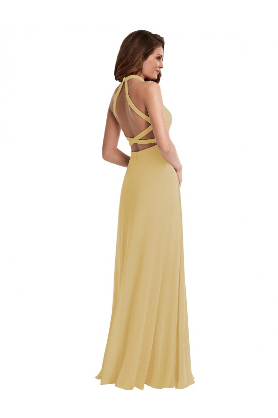 Boutique Or Trapèze Licou Mousseline Longue Robes demoiselle d'honneur