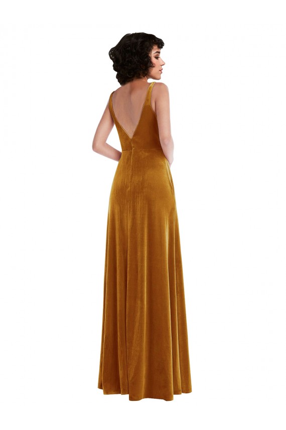 Boutique Or Trompette Col V Velours Stretch Longue Robes demoiselle d'honneur / Robes de bal