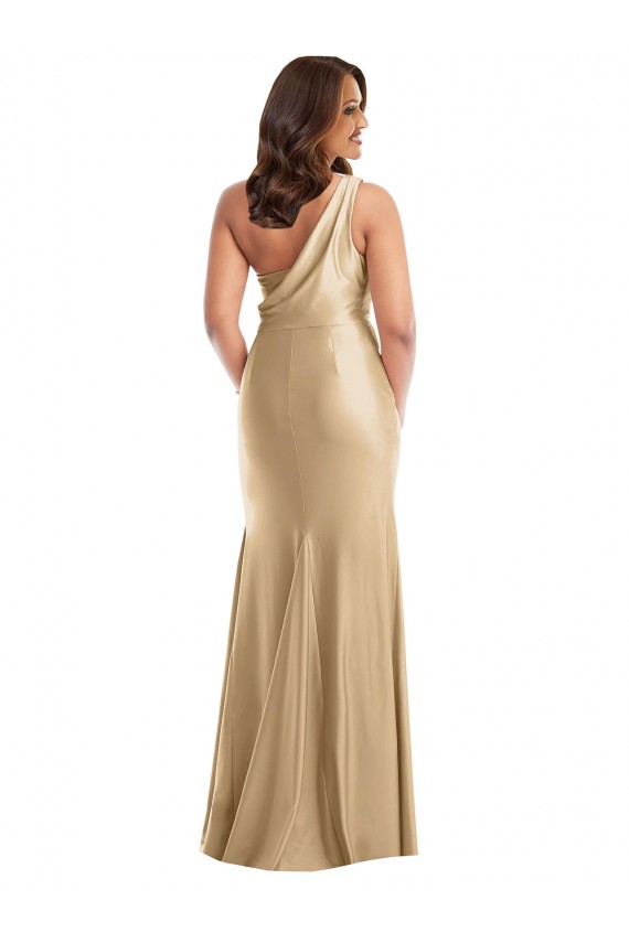Boutique Or doux Sirène Satiné Soyeux Longue Formelles Robes demoiselle d'honneur / Robes de soirée / Robes de bal