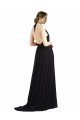 Boutique Oyster Argent Trapèze Licou Mousseline Longue Robes demoiselle d'honneur