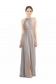Boutique Oyster Argent Trapèze Licou Mousseline Longue Robes demoiselle d'honneur