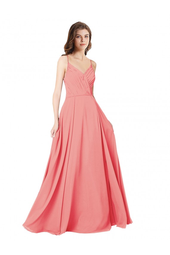 Boutique Pastèque Trapèze Col V Mousseline Longue Robes demoiselle d'honneur