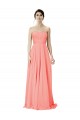 Boutique Peach Trapèze Sans bretelle Mousseline Longue Robes demoiselle d'honneur