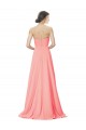 Boutique Peach Trapèze Sans bretelle Mousseline Longue Robes demoiselle d'honneur