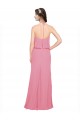 Boutique Peau Rose Trapèze Licou Col Haut Mousseline Longue Robes demoiselle d'honneur
