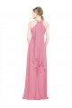 Boutique Peau Rose Trapèze Licou Col V Mousseline Longue Robes demoiselle d'honneur
