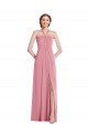 Boutique Peau Rose Trapèze Licou Mousseline Longue Robes demoiselle d'honneur