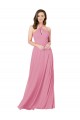 Boutique Peau Rose Trapèze Licou Mousseline Longue Robes demoiselle d'honneur / Robes de bal