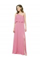 Boutique Peau Rose Trapèze Mousseline Longue Robes demoiselle d'honneur