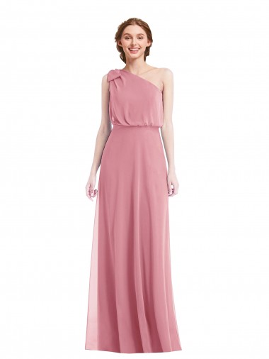 Boutique Peau Rose Trapèze Mousseline Longue Robes demoiselle d'honneur