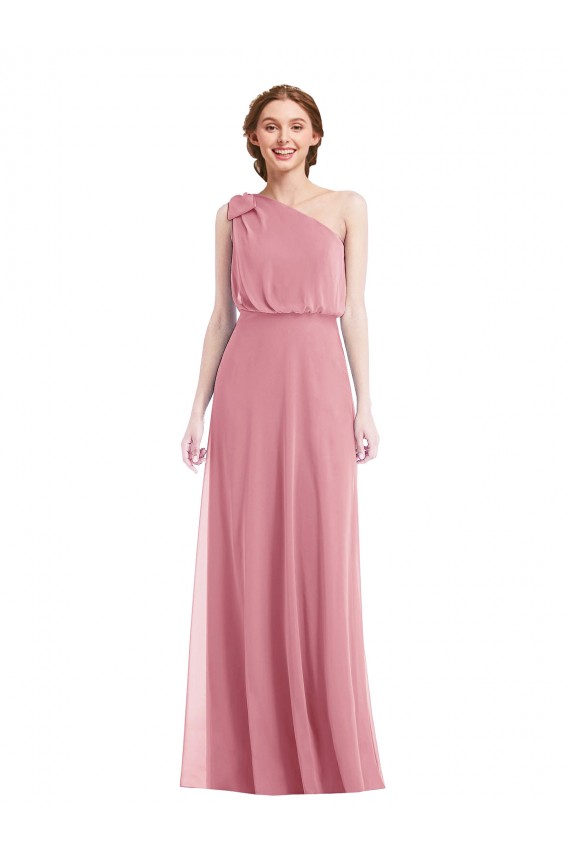 Boutique Peau Rose Trapèze Mousseline Longue Robes demoiselle d'honneur
