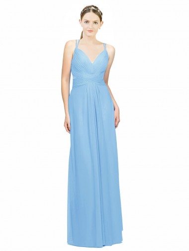 Boutique Periwinkle Trapèze Bretelles spaghetti Col V Mousseline Longue Robes demoiselle d'honneur