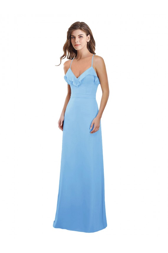 Boutique Periwinkle Trapèze Bretelles spaghetti Mousseline Longue Robes demoiselle d'honneur
