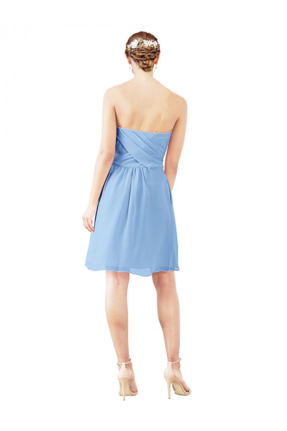 Boutique Periwinkle Trapèze Sans bretelle Mousseline Courte Robes demoiselle d'honneur / Robes de cocktail