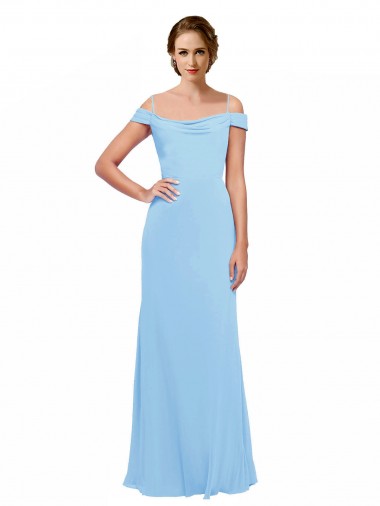 Boutique Periwinkle Trapèze Épaule Dénudée Bretelles spaghetti Mousseline Longue Robes demoiselle d'honneur