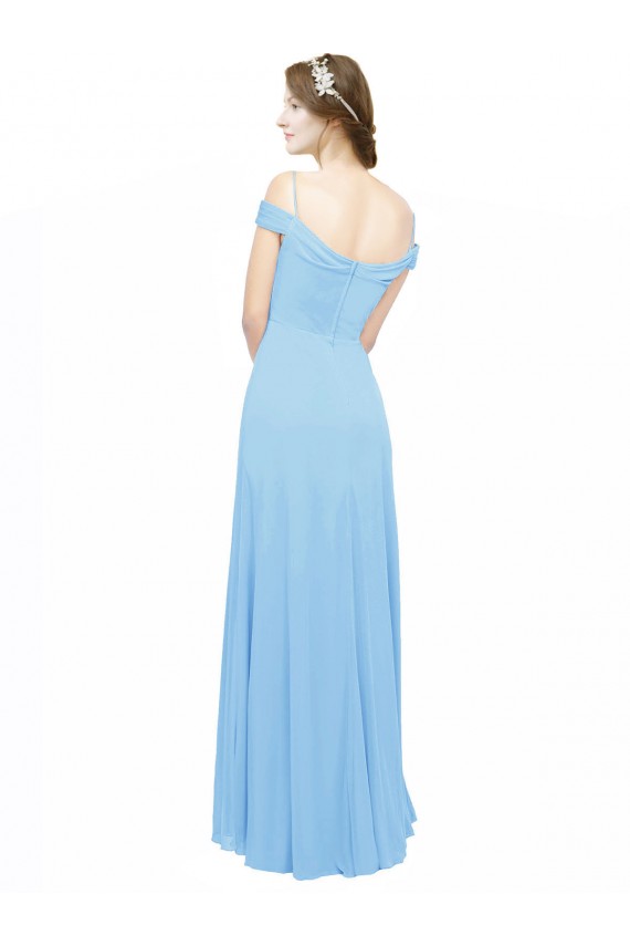 Boutique Periwinkle Trapèze Épaule Dénudée Bretelles spaghetti Mousseline Longue Robes demoiselle d'honneur