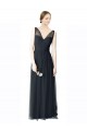 Boutique Pewter Trapèze Col V Tulle Longue Robes demoiselle d'honneur