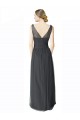 Boutique Pewter Trapèze Col V Tulle Longue Robes demoiselle d'honneur