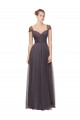 Boutique Pewter Trapèze Tulle Longue Robes demoiselle d'honneur