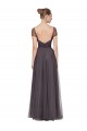 Boutique Pewter Trapèze Tulle Longue Robes demoiselle d'honneur