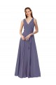 Boutique Pierre d'argent Trapèze Col V Mousseline Longue Robes demoiselle d'honneur