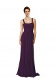 Boutique Pourpre Trapèze Bretelles spaghetti Balayage train Mousseline Longue Robes demoiselle d'honneur