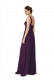 Boutique Pourpre Trapèze Bretelles spaghetti Balayage train Mousseline Longue Robes demoiselle d'honneur