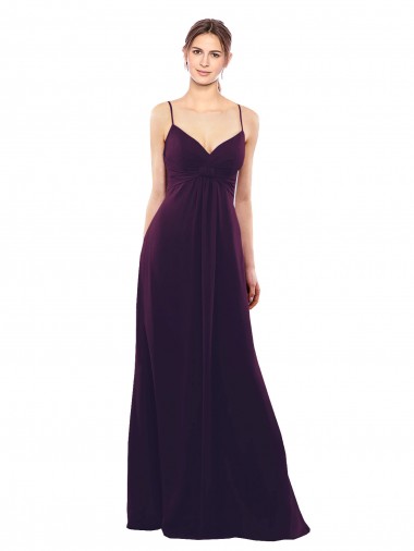 Boutique Pourpre Trapèze Bretelles spaghetti Mousseline Longue Robes demoiselle d'honneur
