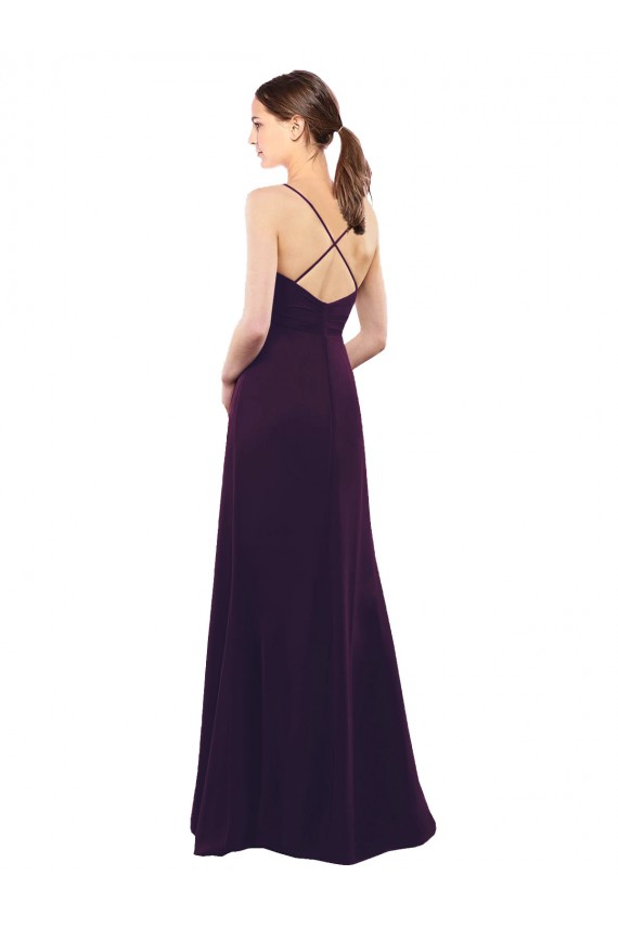Boutique Pourpre Trapèze Bretelles spaghetti Mousseline Longue Robes demoiselle d'honneur