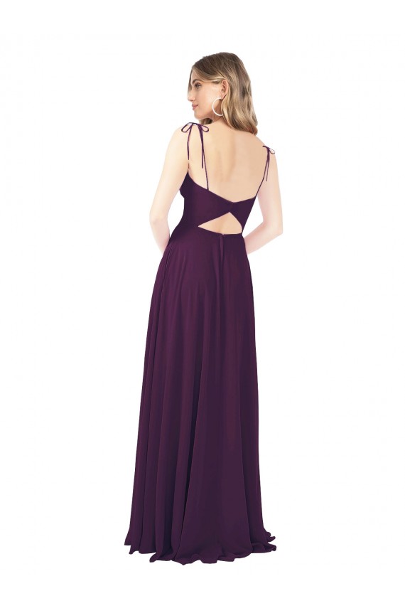 Boutique Pourpre Trapèze Bretelles spaghetti Sans bretelle Mousseline Longue Robes demoiselle d'honneur