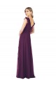 Boutique Pourpre Trapèze Col V Mousseline Longue Robes demoiselle d'honneur